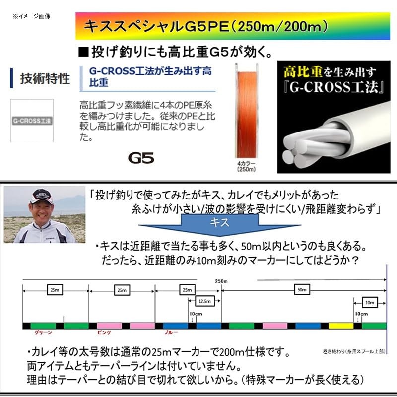 Shimano PE Line Kiss Special G5 PE 250m 0.6 Multicolor