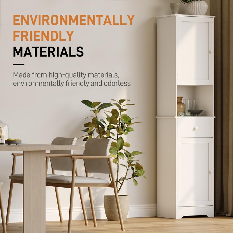 Viaozutis Tall Bathroom Cabinet, Storage Cabinet with 2 Doors &
