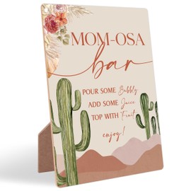 Momosa Bar Sign, Cactus Baby Shower Welcome Sign With Stand, Momosa Bar Decorations, Brunch Decorations, Gender Neutral Baby Shower Decorations for Gender Reveal Party, Mom Birthday,6