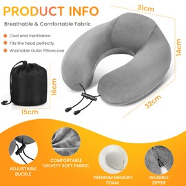 Zepphi Nackenkissen Flugzeug, Nackenhörnchen Memory Foam, Ergonomisch Gestaltetes Reisekissen, Nackenkissen Reise mit Schlafmaske, Ohrstöpsel, Tasche Ideal für Reisen, Flugzeug, Büro und Haus