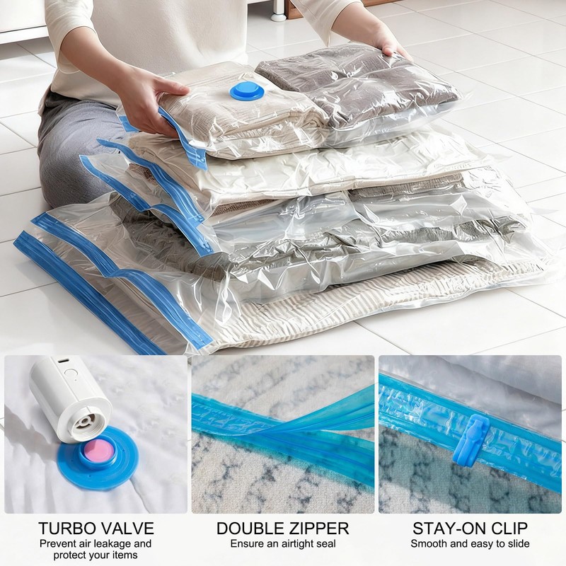 Owfeel 16 Pack Travel Vacuum Bags With Wireless Pump, Portable