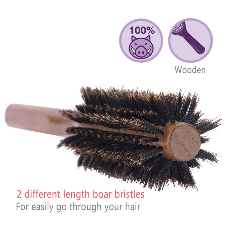 PERFEHAIR Boar Bristle Round Hair Brush for Blow Drying, 2