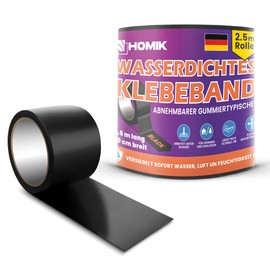 HOMIK 2 pieces, each 10 cm x 2.5 m, extremely strong waterproof tape, outdoor and indoor sealing tape, waterproof, UV resistant, duct tape, self-welding, black