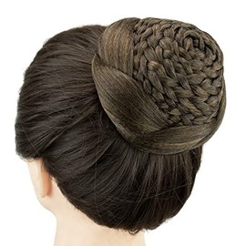 IMISSU Braided Chignon Dancer Hair Cover Doughnuts Hair Pieces Hair Bobbles Women Hair Bun Wig Updo for Wedding Party (M2 Brown Mix)