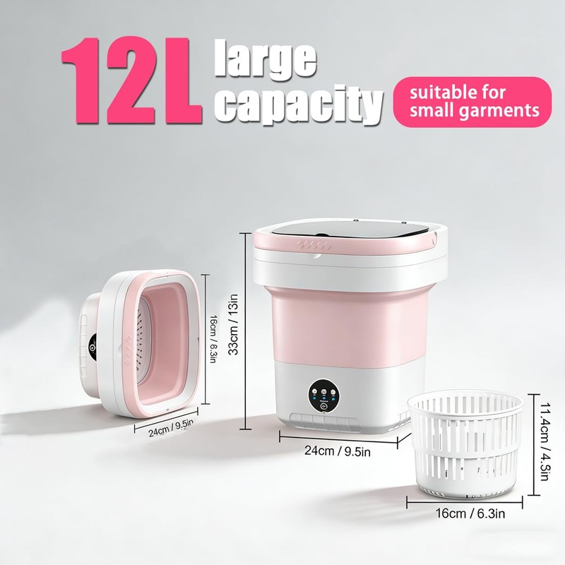 Mini Portable Washing Machine for Small Pet Clothes,Foldable Washer,Detachable Spin-Dry