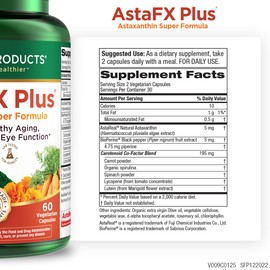 Purity Products AstaFX Plus - Astaxanthin Super Formula - 30 Day Supply from Supports Endurance - Promotes Healthy Skin - Supports Visual Health - Up to 6,000 Times More Powerful Than Vitamin C