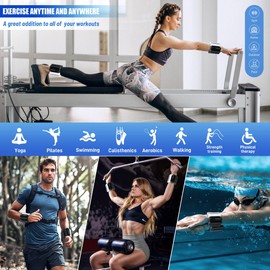 INDEPANDIA Adjustable Ankle & Wrist Weights for Women & Men, Set of 2 (2lb Each), Silicone Weighted Bangles for Arm, Leg, Walking, Fitness, Yoga, Pilates Workout Gradient Black