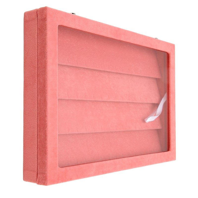 Pin Display Case Pink Large Elegant Solidwood Dustproof Glass Window