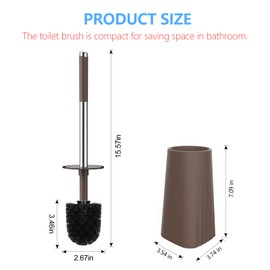 SetSail Toilet Brush, Compact Size Toilet Bowl Brush and Holder Toilet Brushes for Bathroom with Stainless Steel Handle Toilet Cleaner Brush with Durable Scrubbing Bristles, 2 Packs, Brown