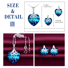 Yumilok Women's Heart Necklace in 925 Sterling Silver Women's Stud Earrings Set Jewellery Set Earrings for Women Girls Crystal Zirconia Infinity, Crystal, Cubic Zirconia