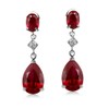 Silvershake 12X8mm Pear Shape Simulated Red Ruby White Gold Plated