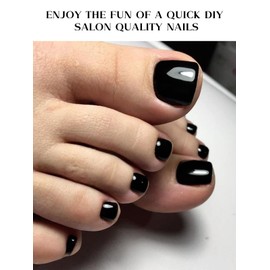 Kalolary Gel Toenail Wraps Strips, Black Toenail Stickers Pedicure Strips Long Lasting Salon Quality Nail Wraps with Nail File & Wood Stick(UV/LED Lamp Required