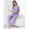 Artfasion Womens Pajamas Lounge Set: Short Sleeve Sleepwear and Long