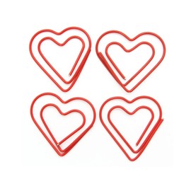 Paper Clips Cute Red Love Heart Shaped Paper Clip for Invitation Card Notebook Files Work Bookmark (50 Pcs Red Love Heart)
