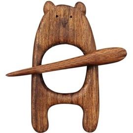 1Pc Brown Bear Animal Wooden Brooch Pins,Brooch Pin with Wooden Animal Pattern,Creative Wooden Animal Brooch,Cute Vintage Sweater Clips, Small in Size and Light in Weight Decoration