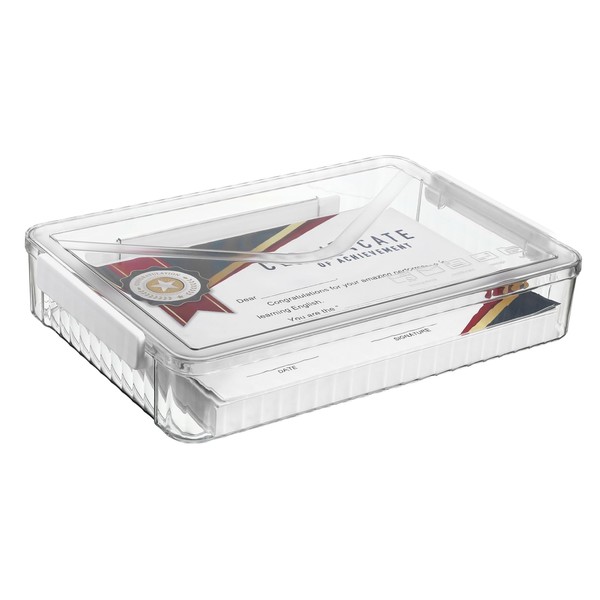 EXCEART Box Transparent ID Storage Box Paper Storage Organizer Document
