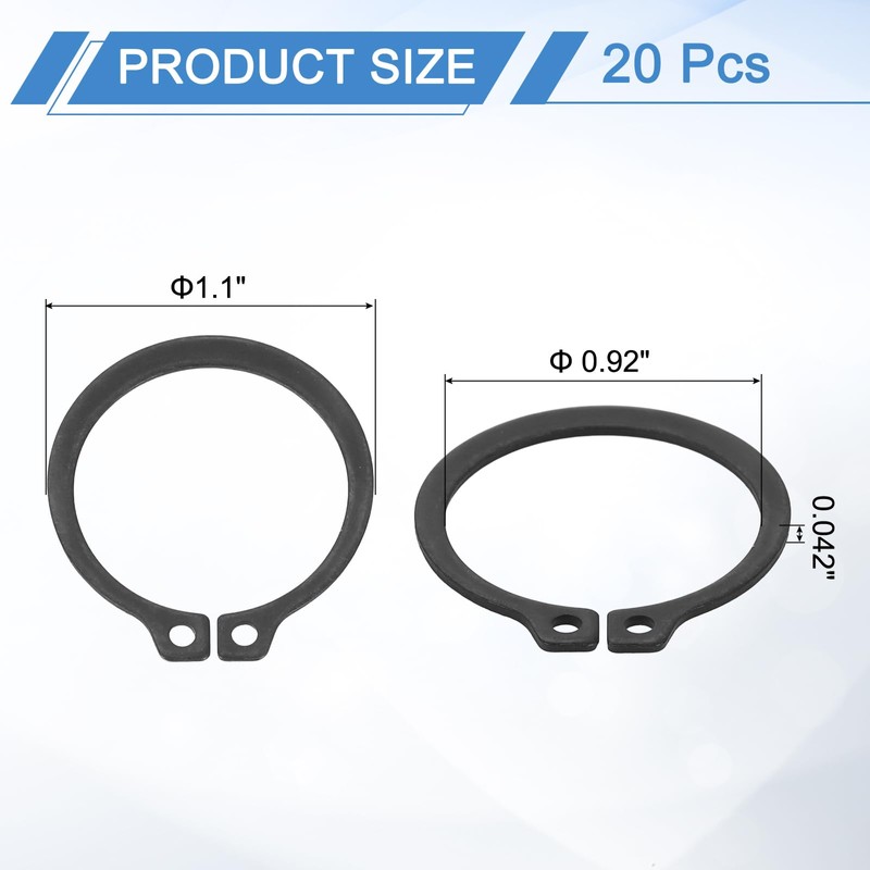 sourcing map 20Pcs 1" Internal Retaining Ring Circlip, 65 Mn