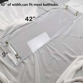 42" transaprent Bathtub Caddy with Silver Handle for Luxury Bathroom