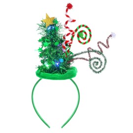 Yean LED Christmas Tree Headband, Luminous Star, Christmas Hat, Hair Bands, Luminous Santa Headband, Headwear for Christmas, Rave Costume, Party Decorations (Green)