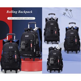 Camo Boys Rolling Backpacks for Kids School, Capacity Wheeled Bookbags Elementary School Bags Back Packs with 6 Wheels