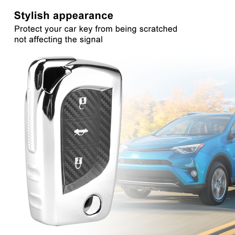 Carbon Fiber Style Car Remote Folding Key Case Cover Protection