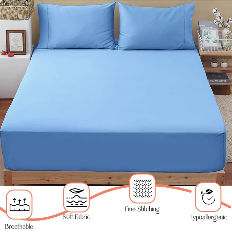 SSW HOMES Fitted Sheet Extra Deep 40cm, Brushed Microfiber Breathable