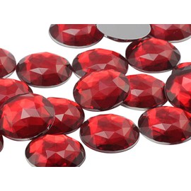 KraftGenius Allstarco 30mm Flat Back Round Acrylic Gems Pro Grade - 12 Pieces (Red Ruby H103)