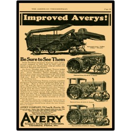Avery Farm Machinery Reproduction Metal Sign: 1923 Yellow Fellow + Tractor Pics