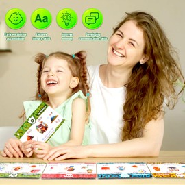 Phonics for Toddlers 2-4 Years, Alphabet Flash Cards, Learn to Read with 74 Double-Sided Phonics Cards & 6 Theme Reward Stickers, Educational Assistant Gifts for Kids