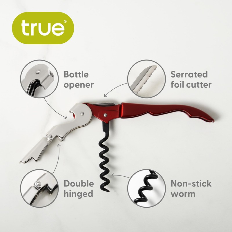 True Brands TrueTap Double Hinged Waiters Corkscrew, Top-notch Stainless Steel