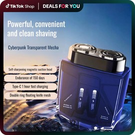 electric shaver Portable transparent razor double engine mecha small electric razor set Outdoorfun Shaver Machine twin shaver men Black Upgraded:_Blue Upgraded