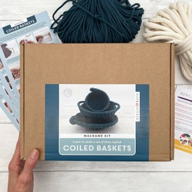 Bergin & Bath Macrame Kit, Baskets - Peacock Blue - Learn to Make a Trio of Stylish Baskets - Gift for her, for Mum - Craft kit for Adults and Teens