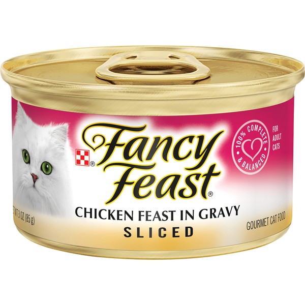 Purina Fancy Feast Gravy Wet Cat Food, Sliced Chicken Feast in Gravy - (24) 3 oz. Cans