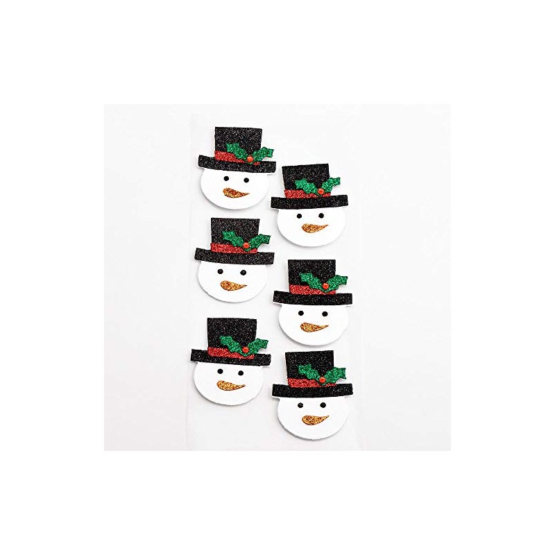 Glitter Snowman Faces Christmas Craft Decorations (Pack of 6)