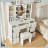 Yamissi Large Vanity Makeup Table with 10 LED Lighted Mirror
