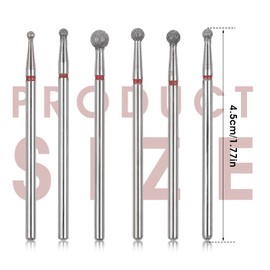 Lusofie 6Pcs Cuticle Clean Nail Bits 3/32'' Ball Head Nail Drill Bits Professional Safety Cuticle Drill Bits for Electric Nail File Gel Polishing Manicure Pedicure Tools