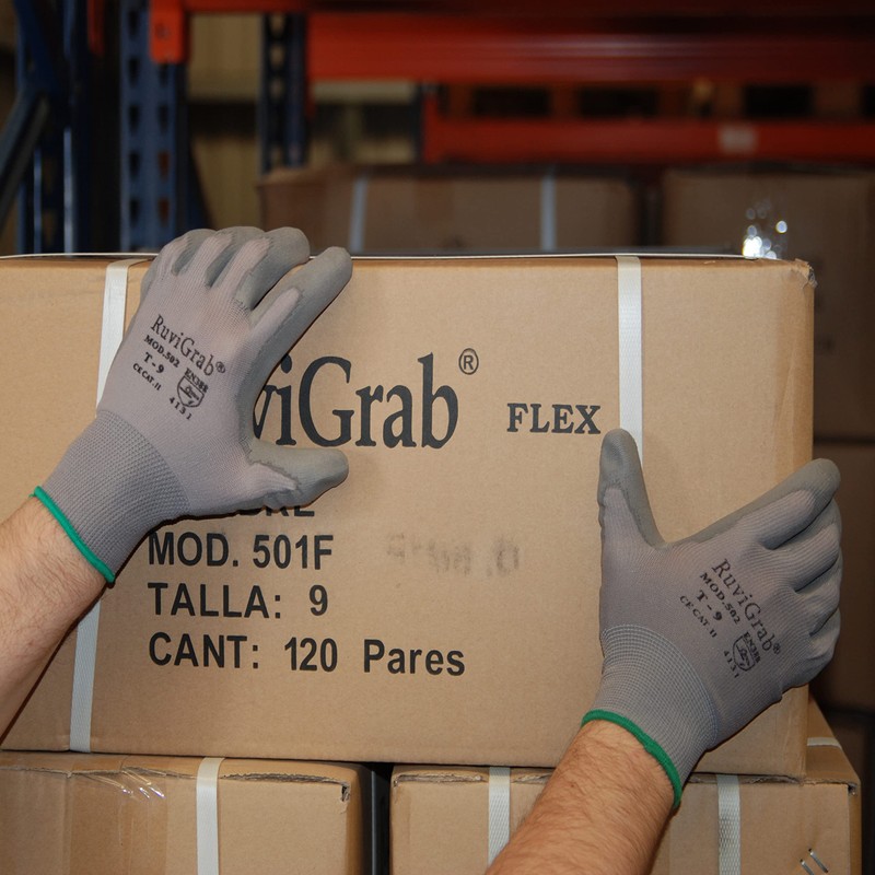 Ruvigrab Textile Glove PU Coated Grey 7