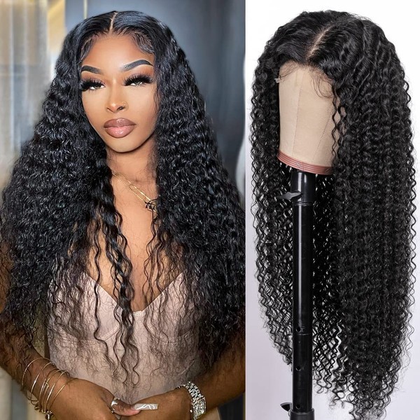 5x5 Hd Transparent Lace Front Wigs Human Hair 180% Deep Wave Curly 5x5 Glueless Lace Wig Human Hair Wigs For Black Women 10A Brazilian Human Hair Wigs Pre Plucked With Baby Hair 20Inch