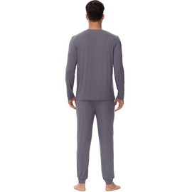 WiWi Men's Viscose from Bamboo Pajama Sets Long Sleeve Top and Pants Sleepwear Pjs with Pockets Drawstring S-XXL, Dark Grey, X-Large
