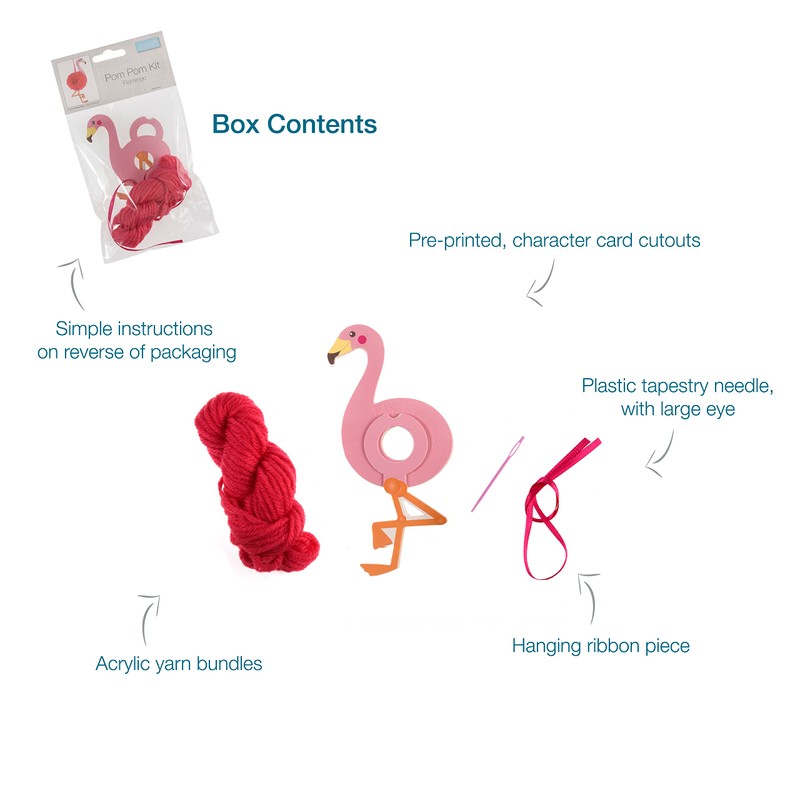 Trimits Pom Pom Decoration Kits, 5.5 x 13cm, Flamingo