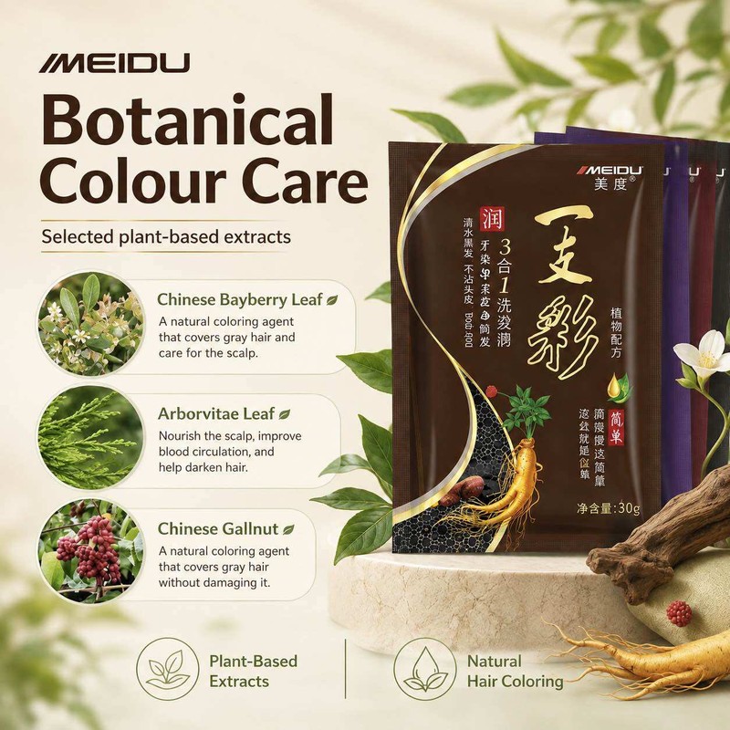 Meidu 【ReadyStock】美度一支黑染发剂MEIDU Trial Pack Natural Color Hair Dye Shampoo Instant