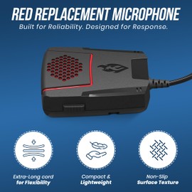 UBL Red Replacement Microphone for Feniex Storm Pro 100W, 200W Siren, and Typhoon - Durable OEM Replacement Siren Microphone for Emergency Use - Extra-Long Cord - Black with Red Accents, 76 dB