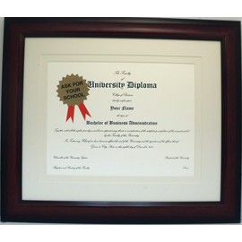 Graduation Diploma University Certificate 8 1/2 x 11 Matted Frame