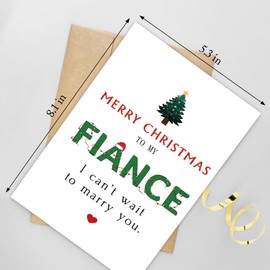 Naixiwen Romantic Christmas Card for Fiance, Funny Fiance Christmas Card, Adorable Christmas Card for Boyfriend, Cute Christmas Card for Husband to Be, I Can't Wait to Marry You