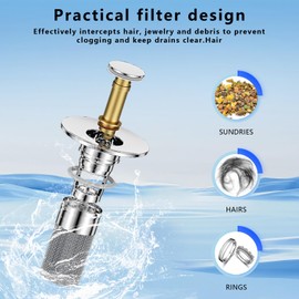 Sink Plug Replacement, Bathroom Sink Stopper, 2 Pack Pop Up Sink Plug, Universal Sink Stopper, Stainless Steel Basin Drain Filter, for Kitchen, Bathroom,Bath,Basin （1.1-1.45 Inch）