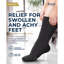 Pembrook Light Compression Socks for Women & Men - 3 Pairs | Compression Socks for Travel & Flight | Compression Socks for Men 9-12 | Maternity Compression Socks | Black Compression Socks