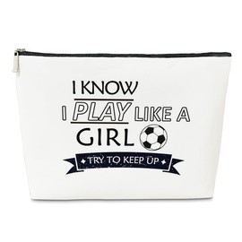 Soccer Bag for Girl Makeup Bag, Play Soccer Like A Girl Try to Keep Up, Soccer Gift Soccer Accessory for Girl, Soccer Mom Essential, Soccer Mom Gift, Soccer Stuff Cosmetic Bag, Soccer Team Gift