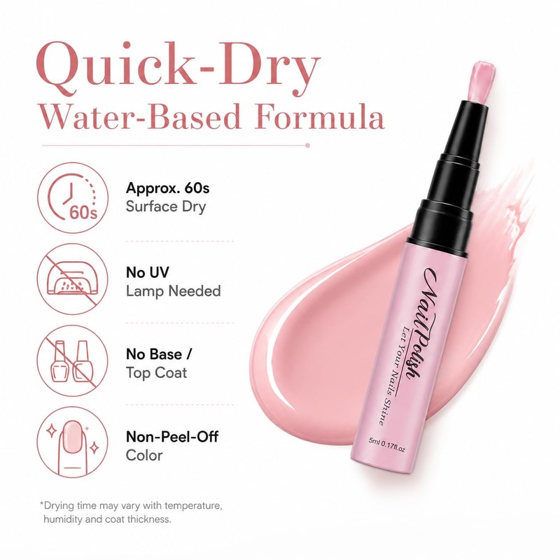 4PCS Water-Based Nail Polish Pen, ,Fast Drying Water Based No