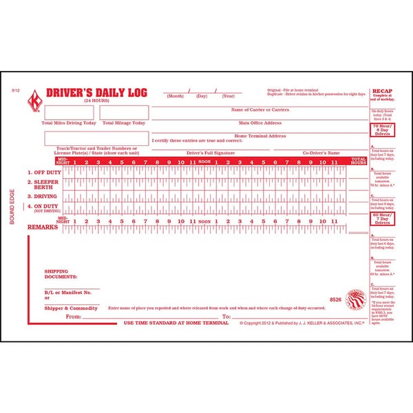 Driver Daily Log Book 5-pk. with 7- and 8-Day Recap