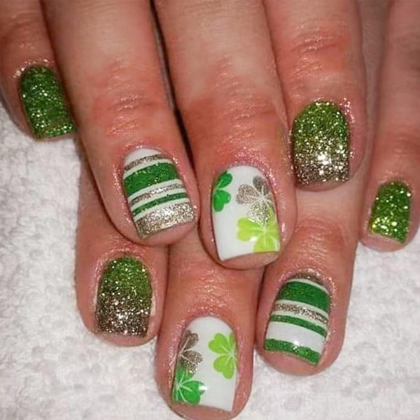 LBPEPAMZ 24Pcs St. Patrick's Day Press on Nails Short Square